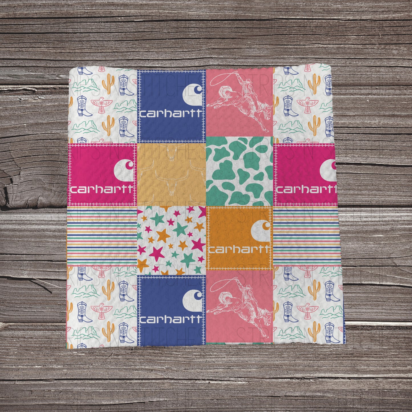 Bright & Bold Western Carhartt Patchwork | Bullet Fabric Strip | Bow Making | Scrunchie |