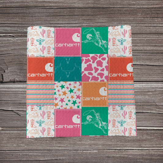 Vibrant Summer Western Carhartt Patchwork | Bullet Fabric Strip | Bow Making | Scrunchie |