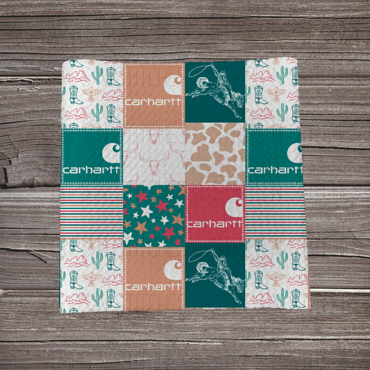 Watermelon Turquoise Western Carhartt Patchwork | Bullet Fabric Strip | Bow Making | Scrunchie |
