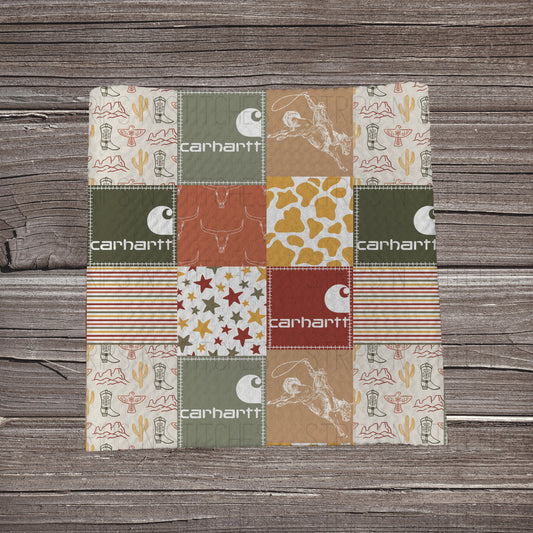 Western Terracotta Carhartt Patchwork | Bullet Fabric Strip | Bow Making | Scrunchie |