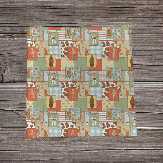Muted Toy Patchwork | Fabric Strip- Bow Making- Headwrap- Scrunchies