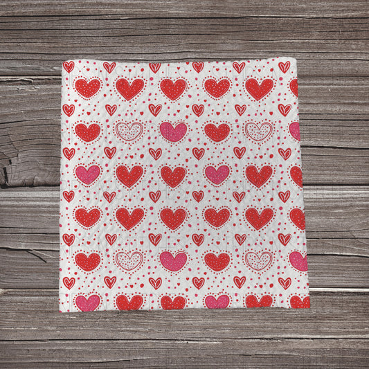 Red Hearts & Dots | Fabric Strip- Bow Making- Headwrap
