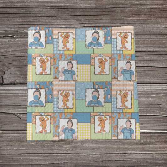 Blue Ms. R Patchwork | Fabric Strip- Bow Making- Headwrap