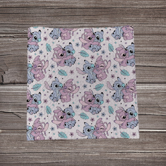 Stitch & Angel Scatter Light Purple | Fabric Strip- Bow Making- Headwrap- Scrunchies