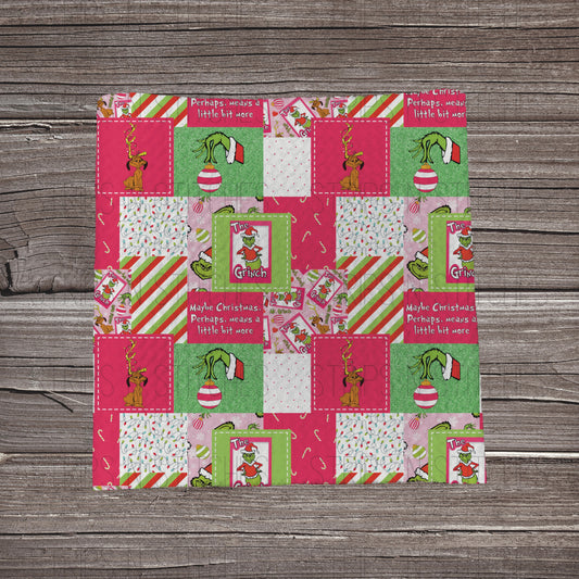 Pink Grinch Patchwork | Bullet Fabric Strip | Bow Making | Scrunchie |