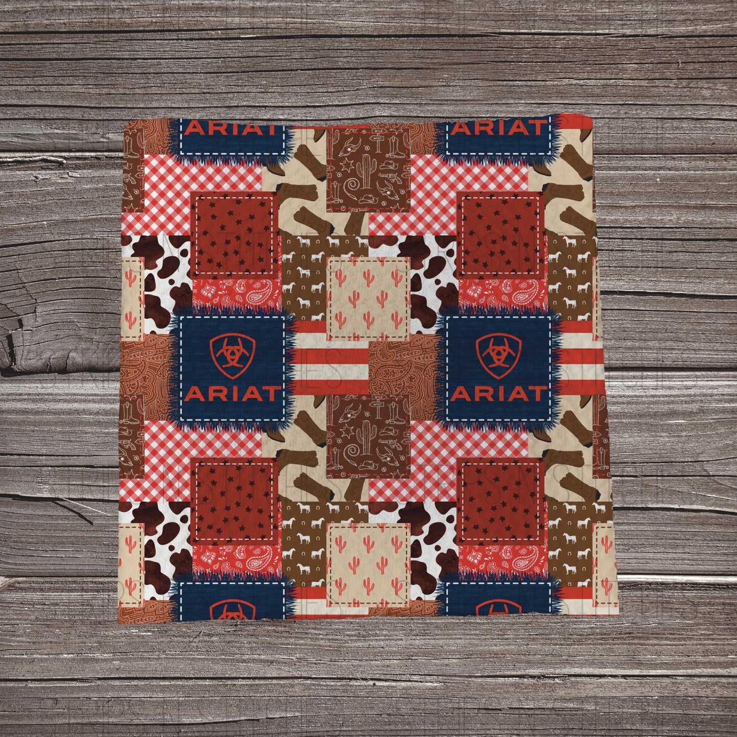 Ariat Patchwork Red | Bullet Fabric Strip | Bow Making | Scrunchie |