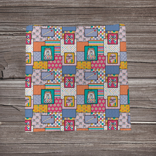 Vibrant School Supplies Patchwork | Fabric Strip | Bow Making- Headwrap- Scrunchies