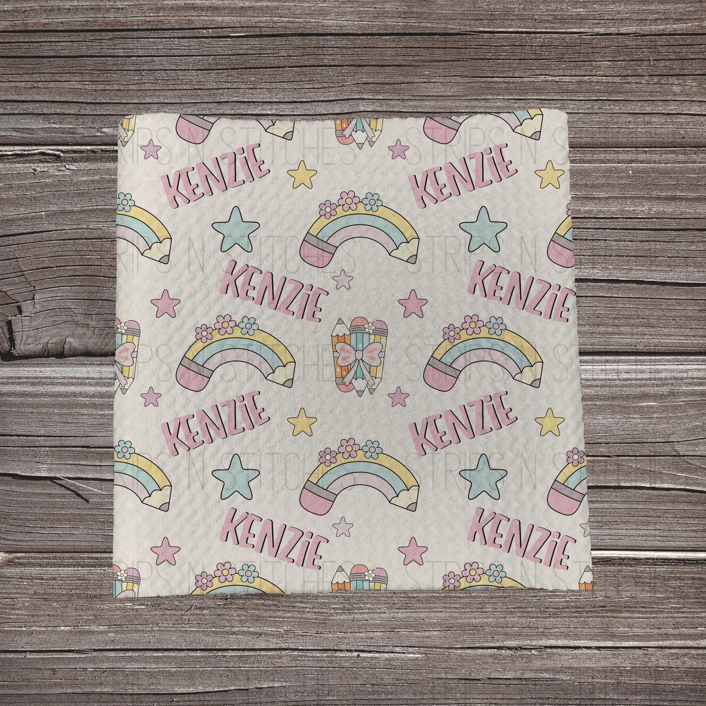 Back to School Pastel - CUSTOM NAME  | Fabric Strip | Bow Making | Scrunchie | Headwraps