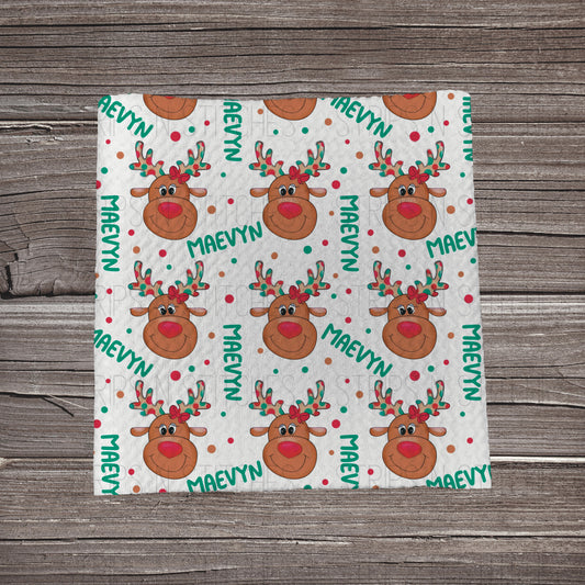 Reindeer - CUSTOM NAME *EXCLUSIVE* | Fabric Strip | Bow Making | Scrunchie | Headwraps