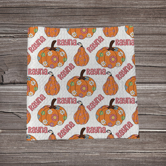 Pumpkins & Flowers - CUSTOM NAME  *EXCLUSIVE* | Fabric Strip | Bow Making | Scrunchie | Headwraps