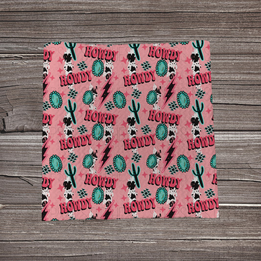 Pink & Turquoise Scatter Howdy |  Fabric Strip | Bow Making | Scrunchie | Headwraps
