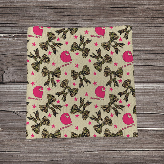 Bright Pink & Camo Carhartt Bows Scatter | Fabric Strips | Bow Making | Scrunchies | Headwraps