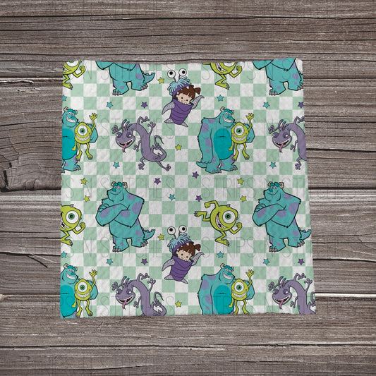 Checkered Monsters Inc. | Bullet Fabric Strip | Bow Making | Scrunchie |
