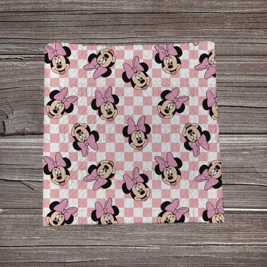 Checkered Pink Minnie Mouse | Bullet Fabric Strip | Bow Making | Scrunchie |