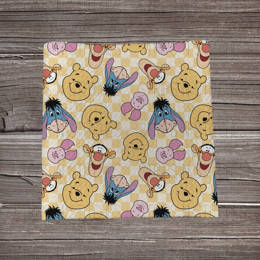 Checkered Pooh & Friends Faces | Bullet Fabric Strip | Bow Making | Scrunchie |