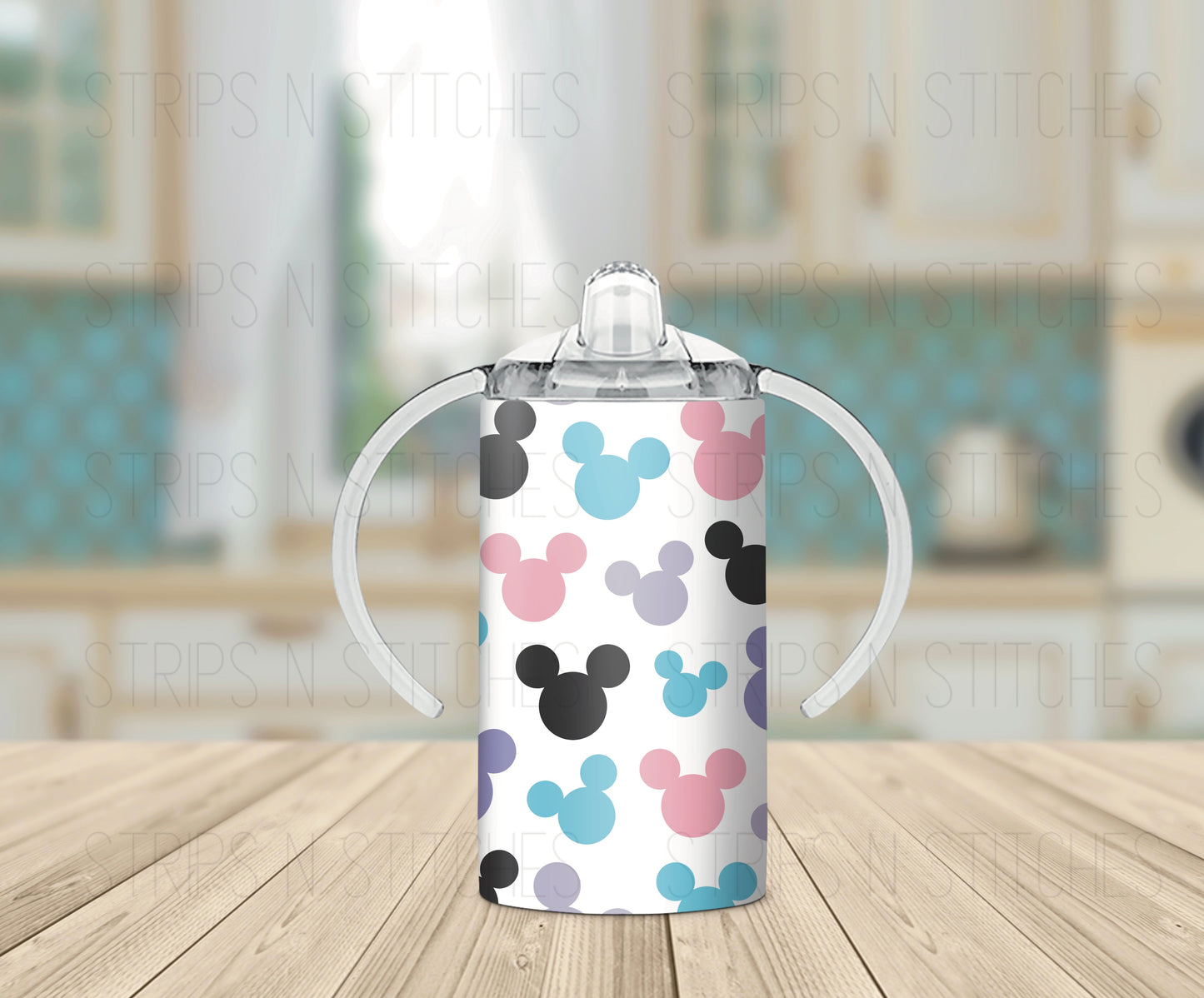 Pink, Black & Teal Mouse Heads | Grow with Me Tumbler- 12oz- Two Lids