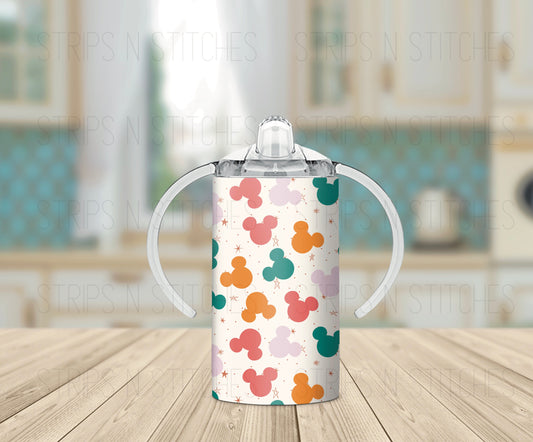 Pink, Orange & Teal Mouse Heads - Grow with Me Tumbler- 12oz- Two Lids