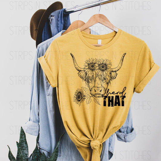 Shaggy Cow Herd | Screen Print Transfer | Adult Size | Create Your Own Shirt