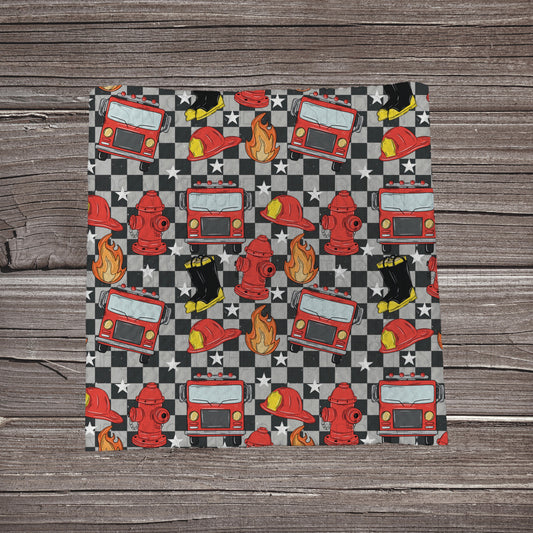 Checkered Fire Trucks | Fabric Strip | Bow Making | Headwrap | Scrunchies