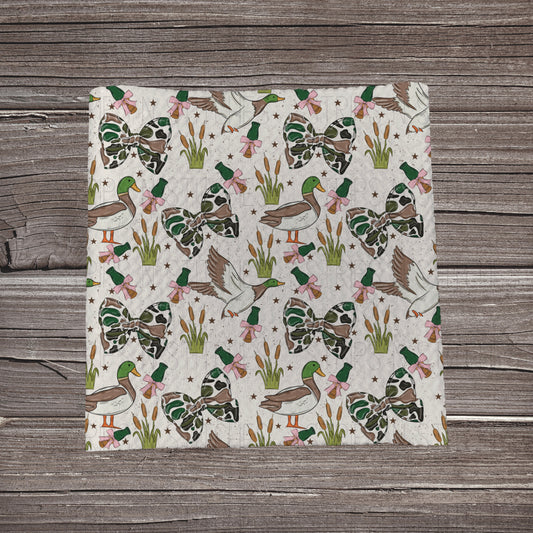 Duck Hunting Camo Bows- White | Fabric Strip | Bow Making | Headwrap | Scrunchies