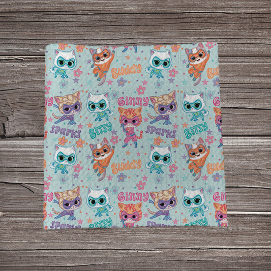 Super Cats- Blue | Fabric Strip | Bow Making | Headwrap | Scrunchies