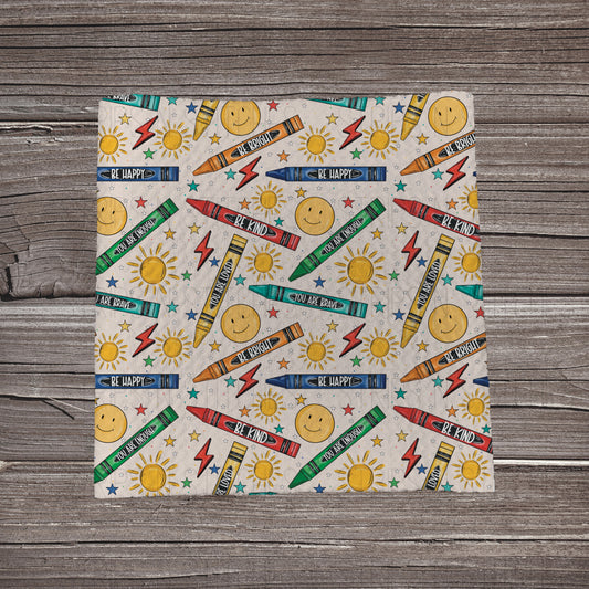 Crayons & Smiles Affirmations- Beige | Fabric Strip | Bow Making | Headwrap | Scrunchies