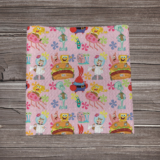 Sponge Bob & Company- Pink | Fabric Strip | Bow Making | Headwrap | Scrunchies