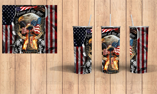Home of the Free | 20 Oz Tumbler Sublimation Transfer | Ready to Press