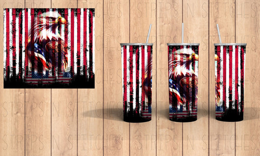 American Flag with Eagle | 20 Oz Tumbler Sublimation Transfer | Ready to Press