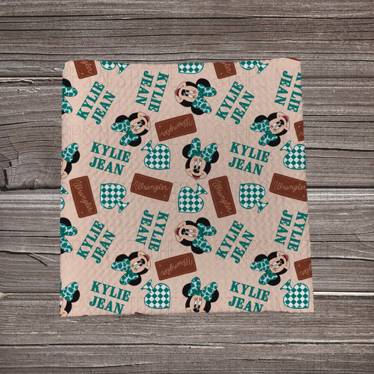 Western Girl Mouse - CUSTOM NAME | Fabric Strip | Bow Making | Scrunchie | Headwraps