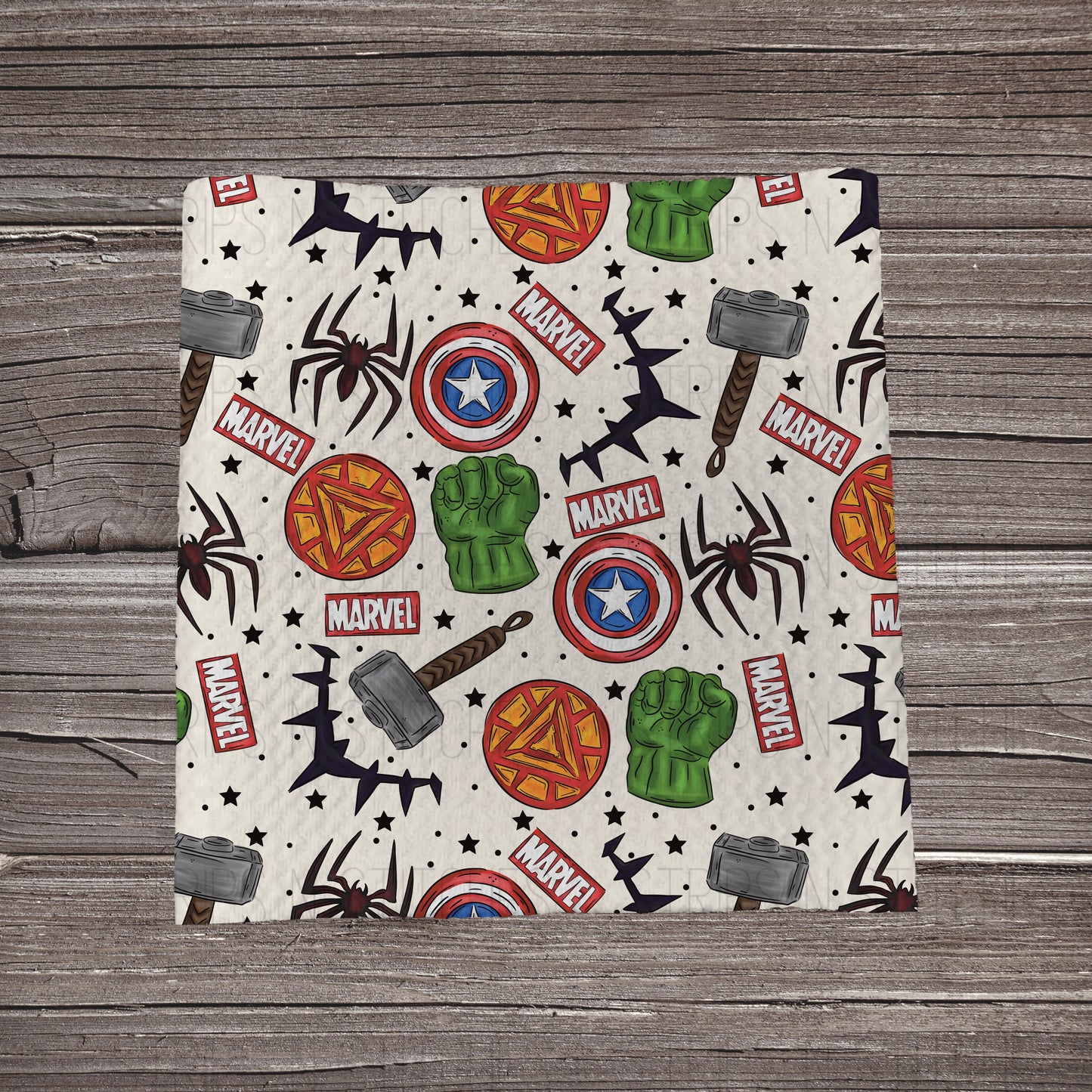 Marvel Scatter- White | Bullet Fabric Strip | Bow Making | Scrunchie