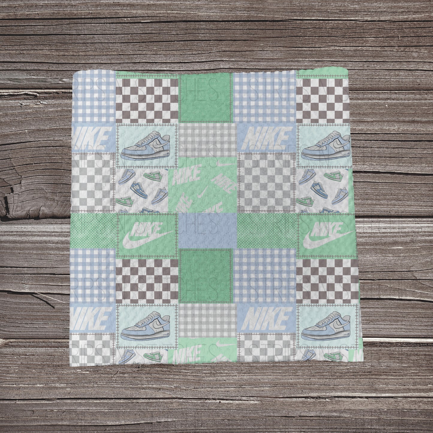 Mint Curved Check Patchwork | Bullet Fabric Strip | Bow Making | Scrunchie