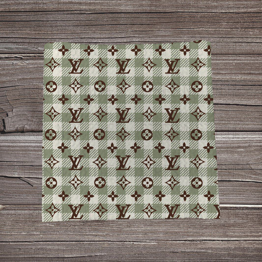 Mint Plaid LV | Fabric Strip- Bow Making- Headwraps- Scrunchies