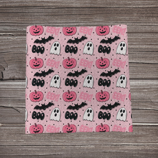 Pink Boo Ghosts & Pumpkins | Fabric Strip | Bow Making | Headwrap | Scrunchies