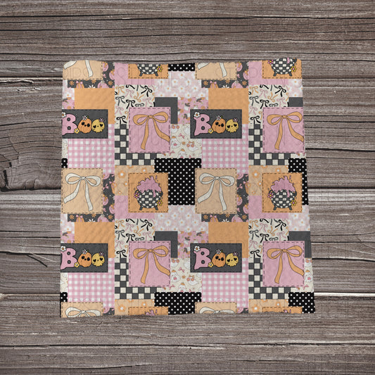 Pink & Orange Boo Patchwork | Fabric Strip | Bow Making | Headwrap | Scrunchies