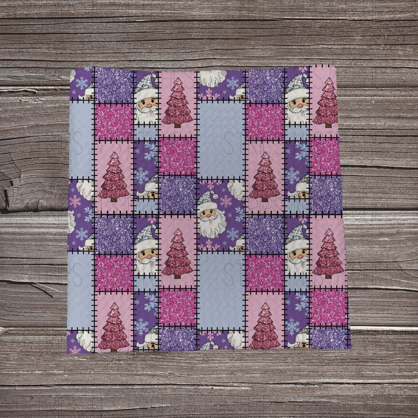 Pink & Purple Patchwork Santa | Bullet Fabric Strip | Bow Making | Scrunchie | Headwraps