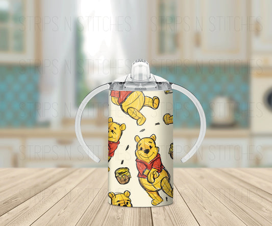 Pooh Bear Sketch- Grow with Me Tumbler- 12oz- Two Lids