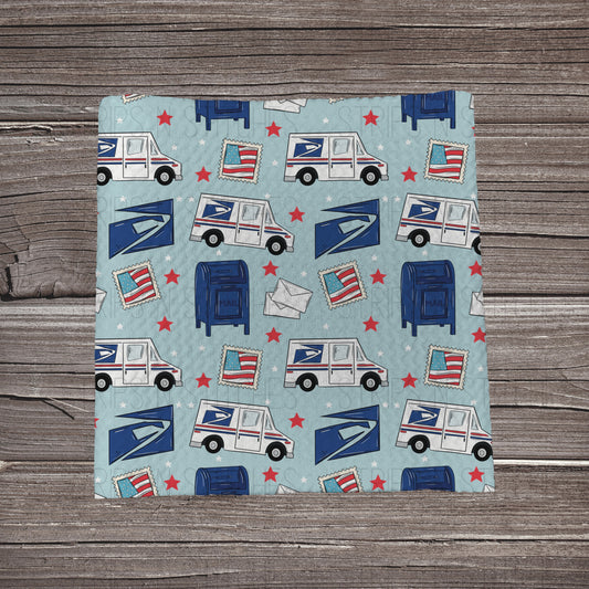 Post office Scatter Blue | Fabric Strip | Bow Making | Headwrap | Scrunchies