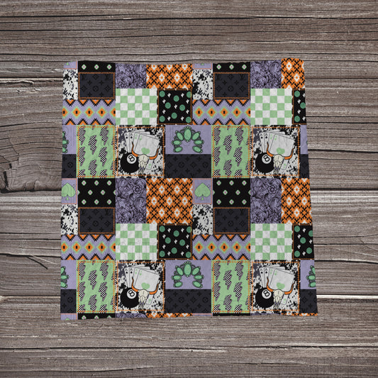 Purple & Green  8 Ball Patchwork | Fabric Strip | Bow Making | Headwrap | Scrunchies