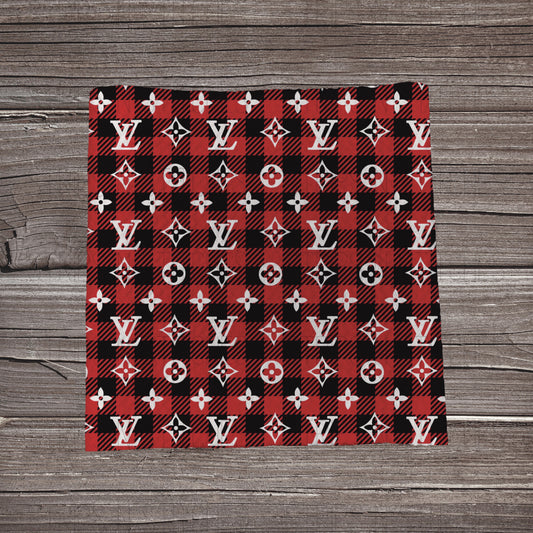 Red Plaid LV | Fabric Strip- Bow Making- Headwraps- Scrunchies