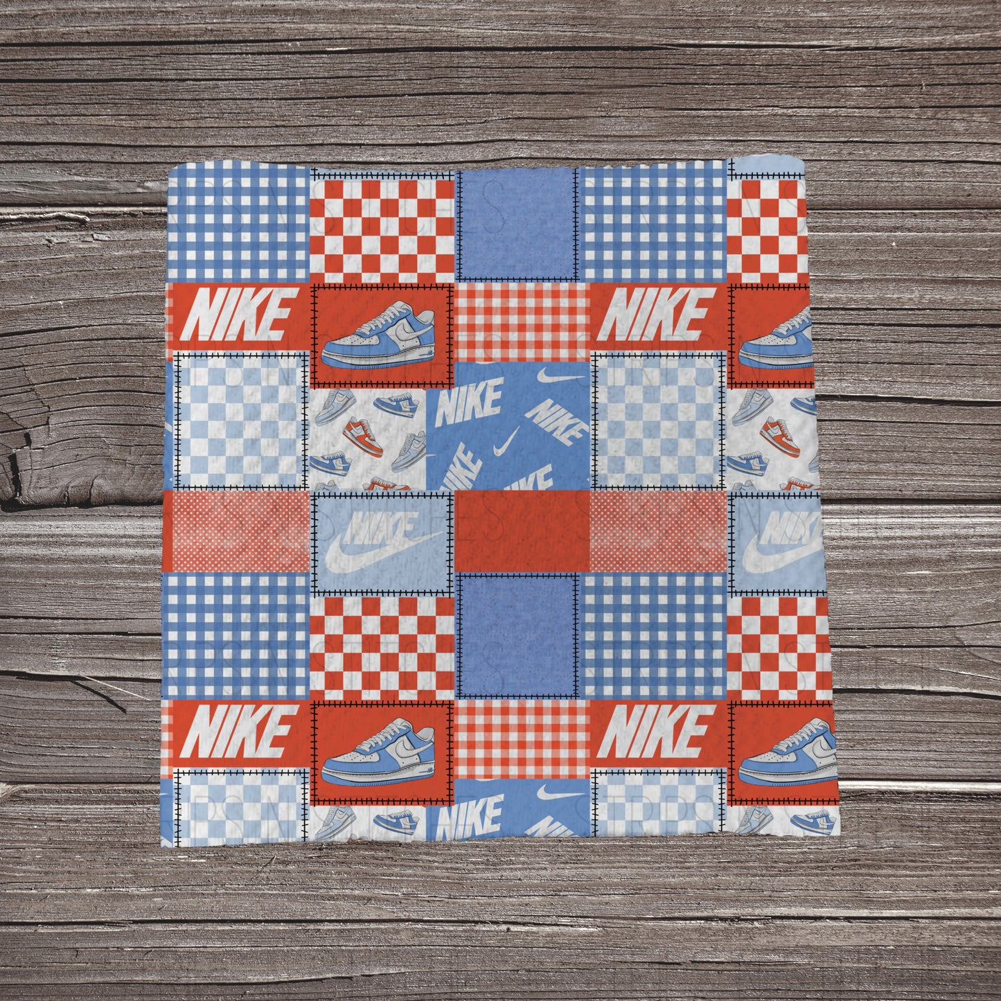 Red & Blue Curved Check Patchwork | Bullet Fabric Strip | Bow Making | Scrunchie