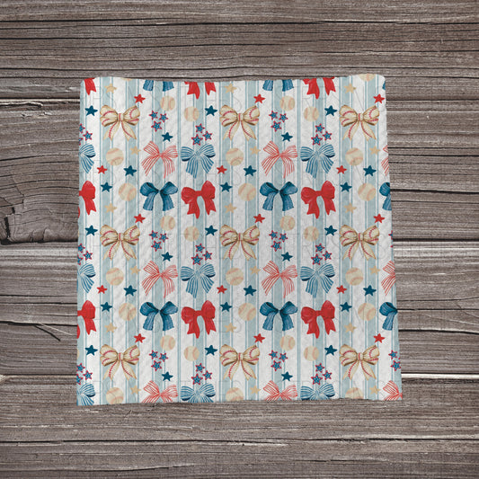 Red, White & Baseball Bows | Fabric Strip | Bow Making | Headwrap | Scrunchies