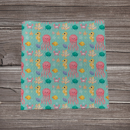 Sea Life- Teal | Fabric Strip | Bow Making | Headwrap | Scrunchies