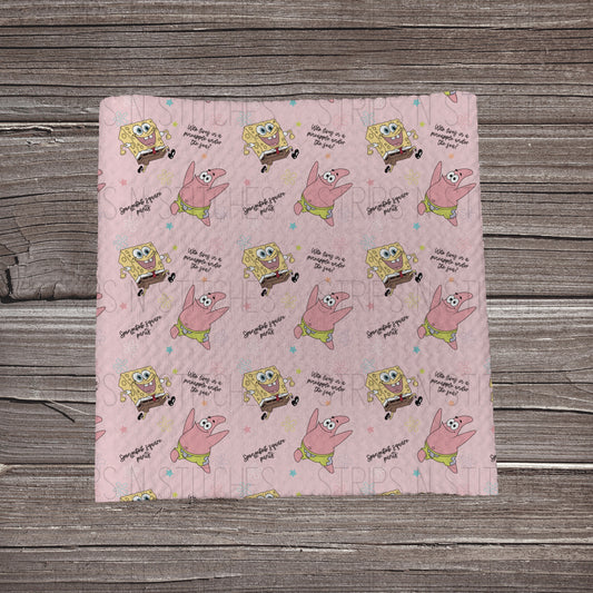 Sponge Bob Scatter- Pink | Fabric Strip- Bow Making- Headwraps- Scrunchies