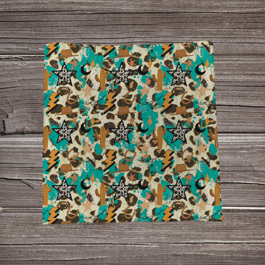 Turquoise Cowgirl Scatter | Fabric Strip | Bow Making | Headwrap | Scrunchies