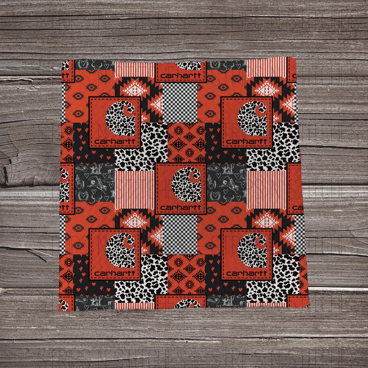 Valentine Carhartt Patchwork | Fabric Strip- Bow Making- Headwraps- Scrunchies