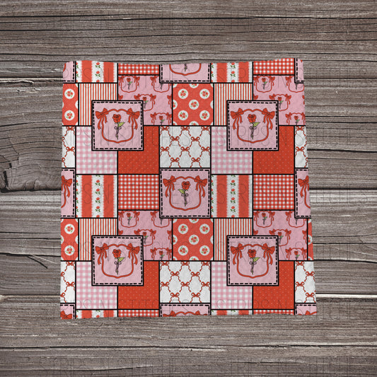 Valentine Rose Patchwork | Fabric Strip- Bow Making- Headwraps- Scrunchies