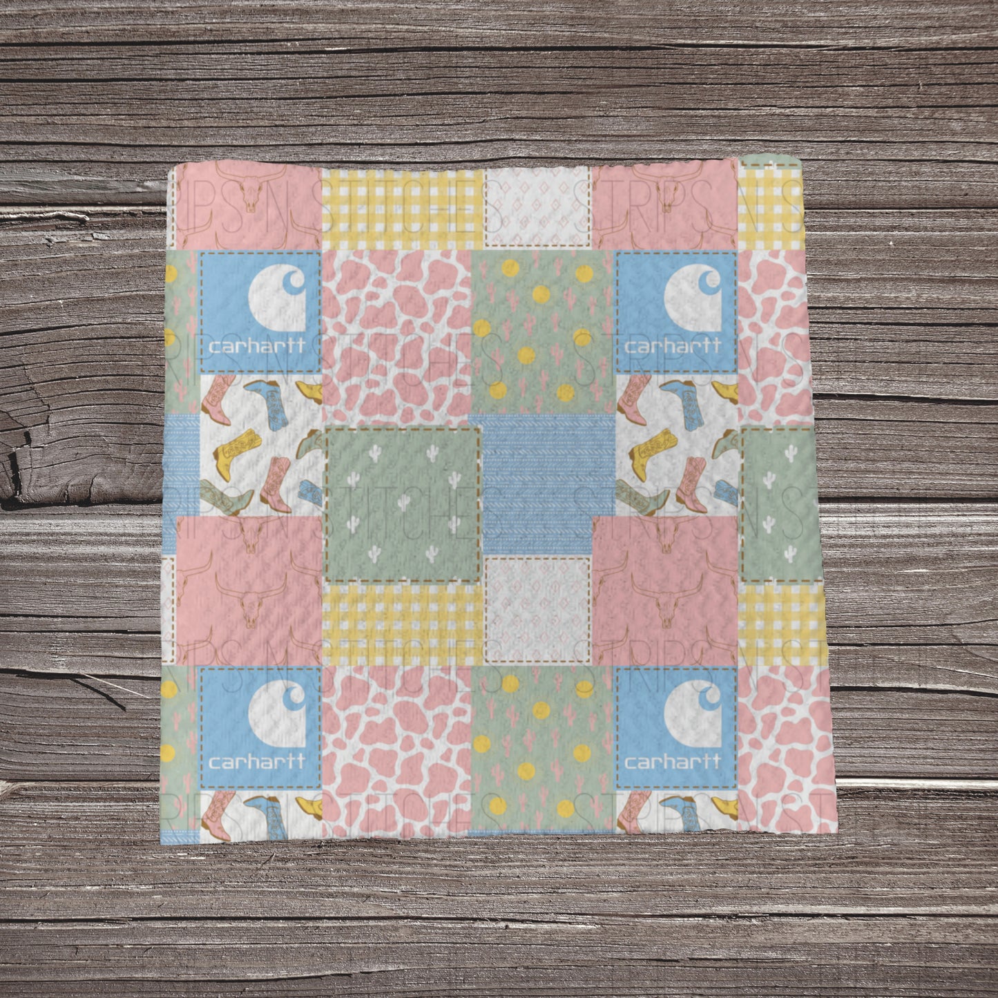 Western Pastel Carhartt Patchwork | Bullet Fabric Strip | Bow Making | Scrunchie