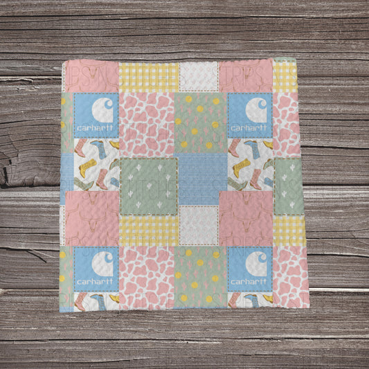 Western Pastel Carhartt Patchwork | Bullet Fabric Strip | Bow Making | Scrunchie