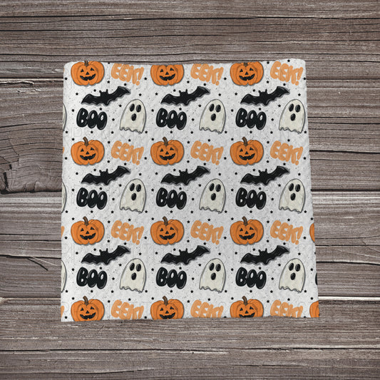 White Boo Ghosts & Pumpkins  | Fabric Strip | Bow Making | Headwrap | Scrunchies